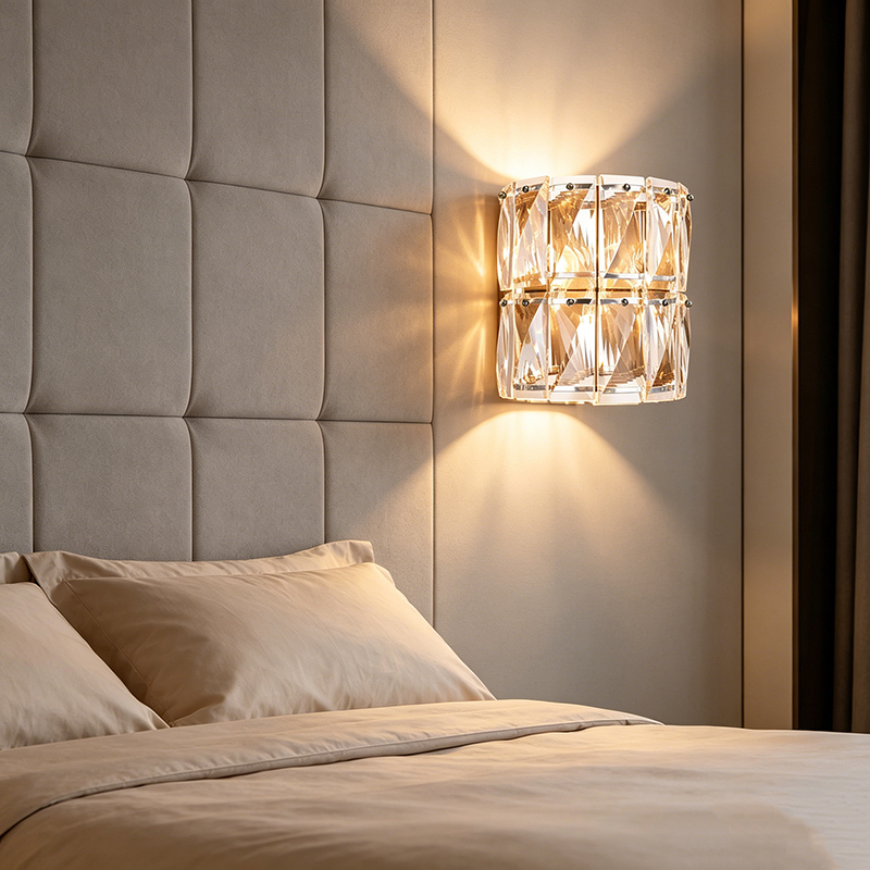 Transitional Diamond-Cut Crystal Wall Mounted Luminaire