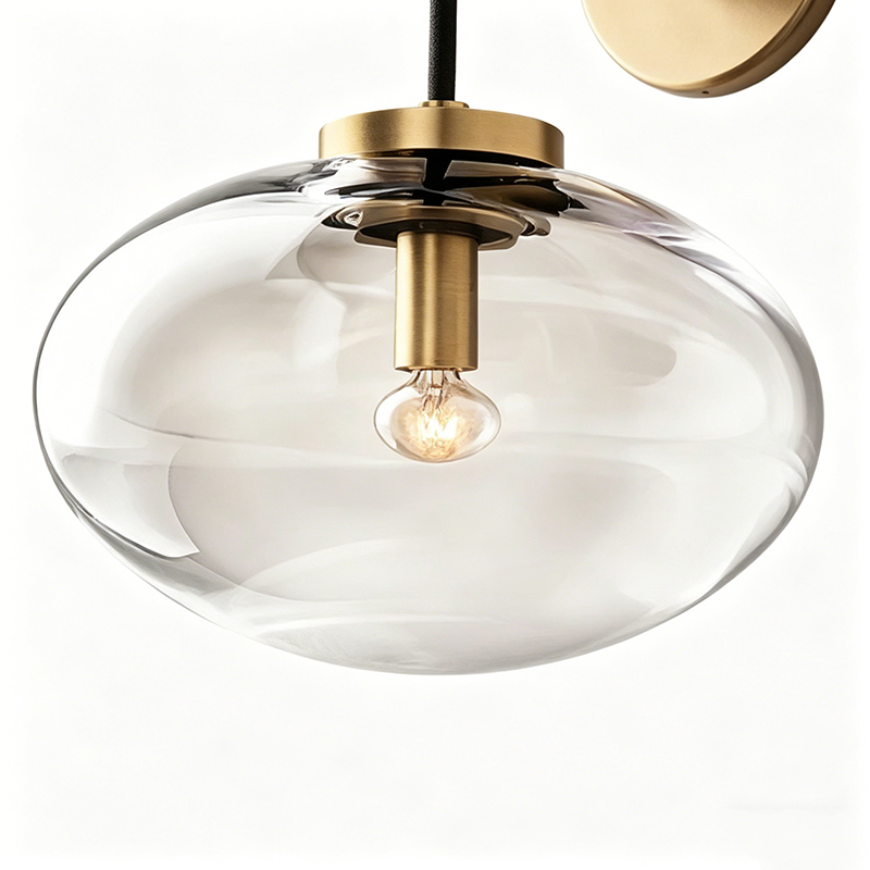Modern Glass Wall Sconce, Metal Base Bathroom Vanity Light, 3 Finishes Available - Image 2