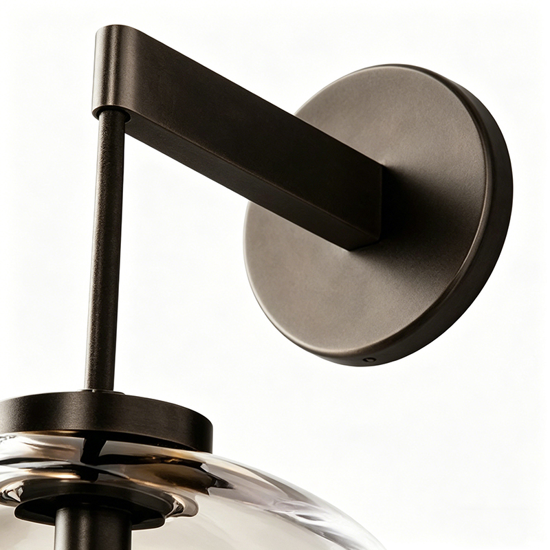 Modern Glass Wall Sconce, Metal Base Bathroom Vanity Light, 3 Finishes Available - Image 5