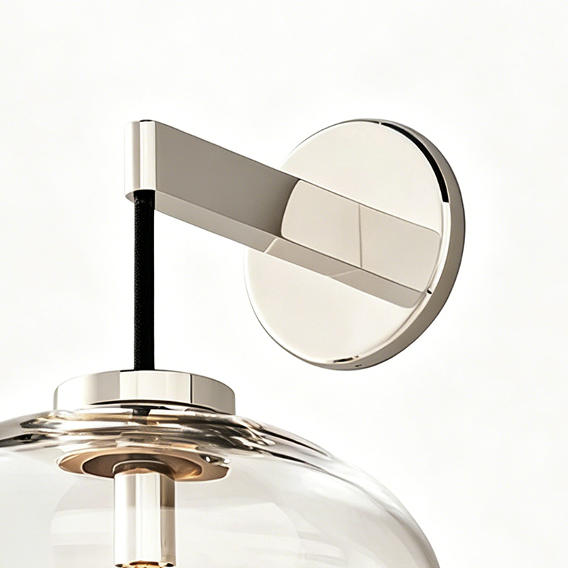 Modern Glass Wall Sconce, Metal Base Bathroom Vanity Light, 3 Finishes Available - Image 8