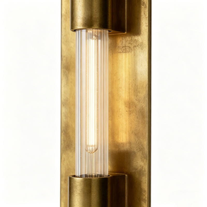 Warm Glow Ribbed Glass Bath Bar Wall Lamp - Image 2
