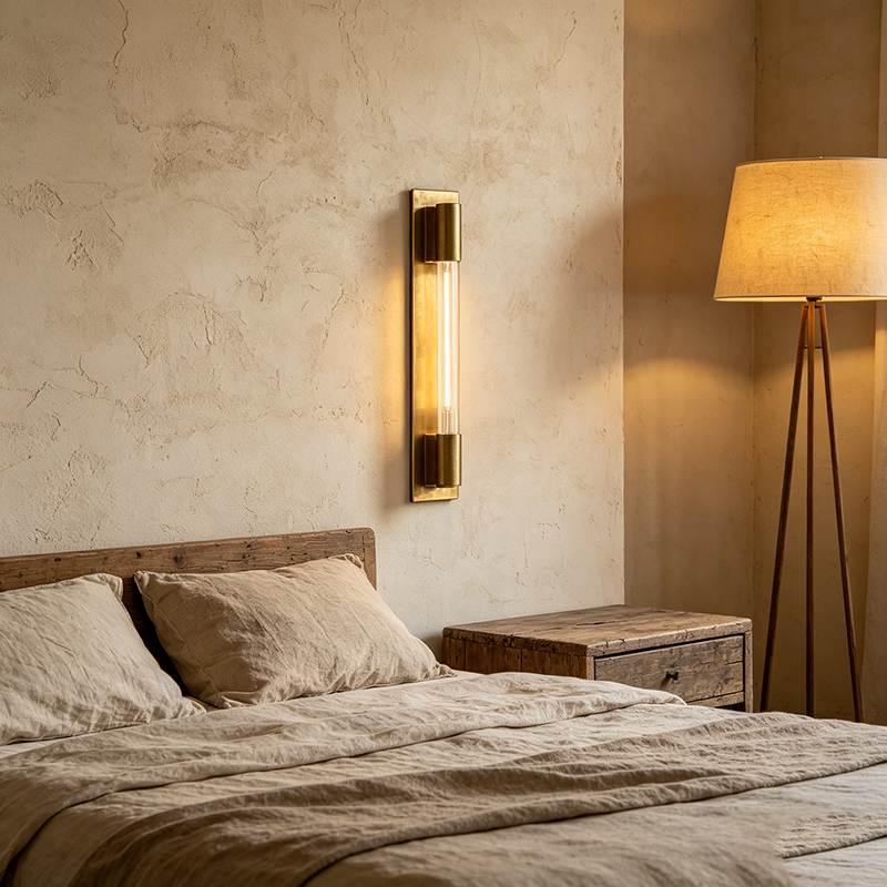 Warm Glow Ribbed Glass Bath Bar Wall Lamp