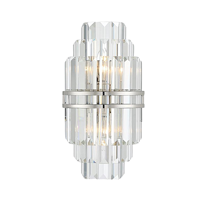 Luxury Tiered Crystal Prism Wall Lamp with Polished Silver Accent - Image 3