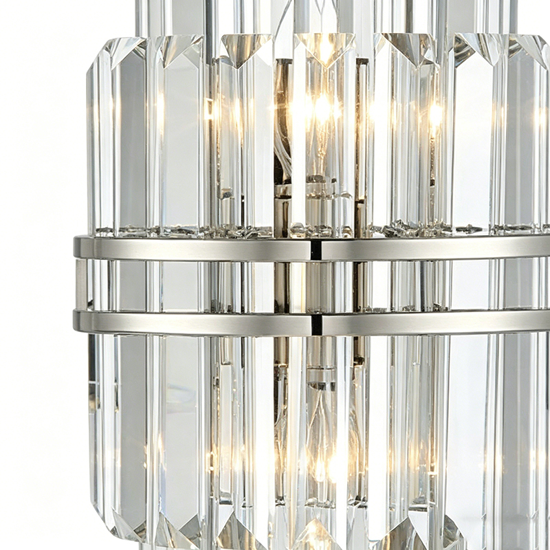 Luxury Tiered Crystal Prism Wall Lamp with Polished Silver Accent - Image 2