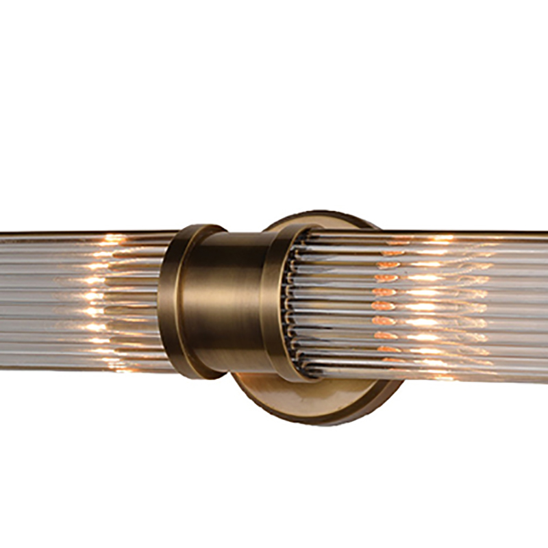 Art Deco Brass & Fluted Glass Bathroom Wall Sconce Trio - Image 9