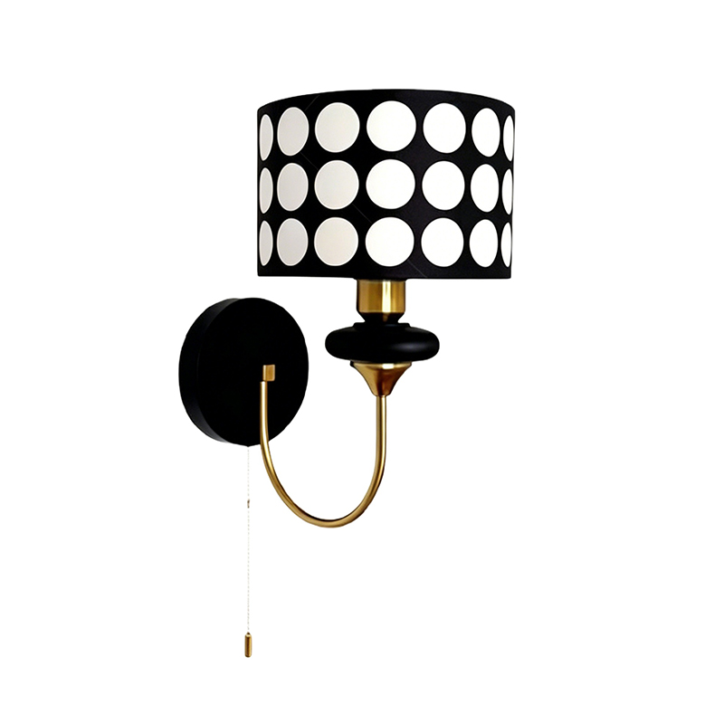 Retro Mid-Century Hardware, Wood & Fabric Shade Wall Sconce Set - Image 6