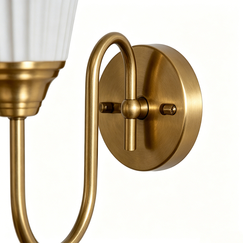 Elegant Iron & Ceramic Fluted Shade Wall Sconce Set - Image 2