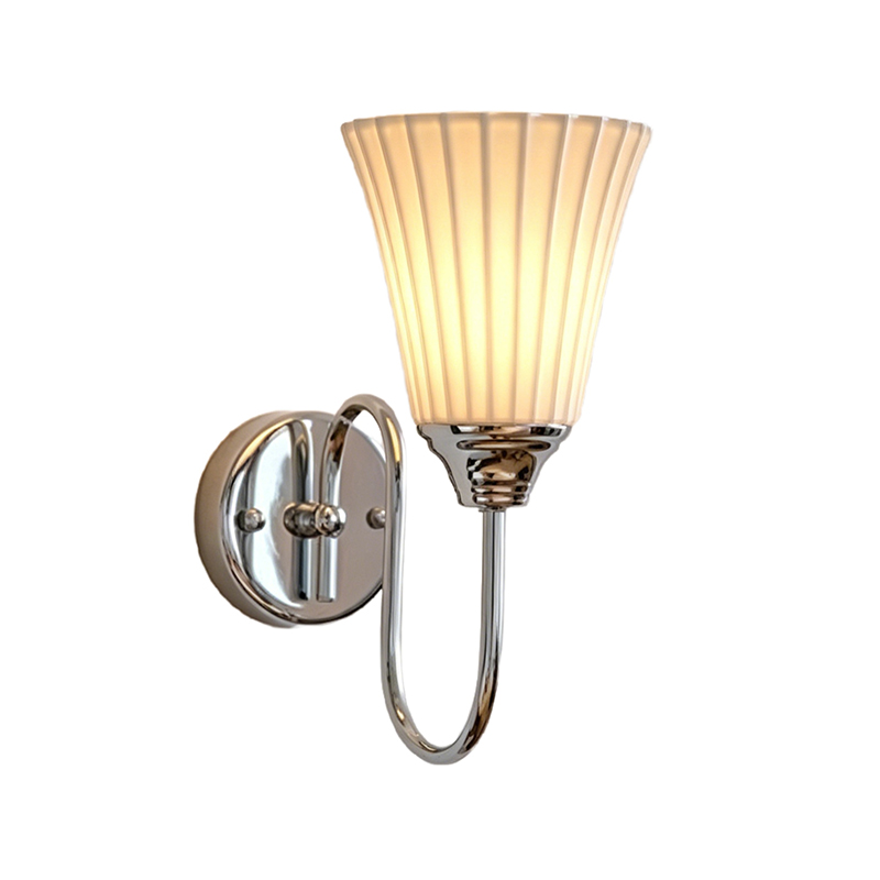 Elegant Iron & Ceramic Fluted Shade Wall Sconce Set - Image 6