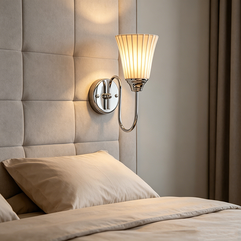 Elegant Iron & Ceramic Fluted Shade Wall Sconce Set - Image 4