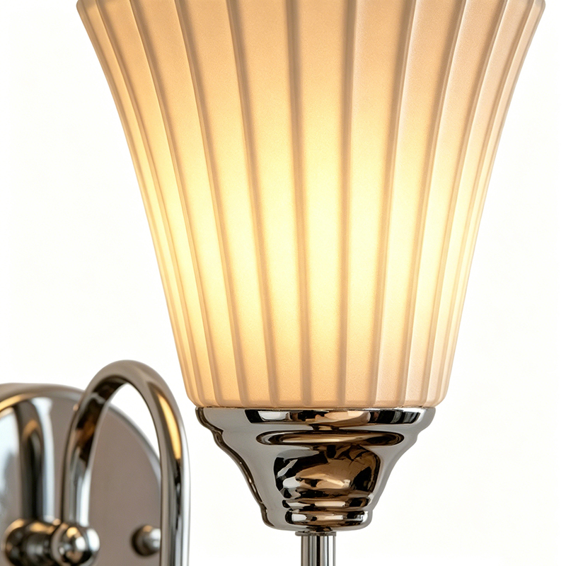 Elegant Iron & Ceramic Fluted Shade Wall Sconce Set - Image 5