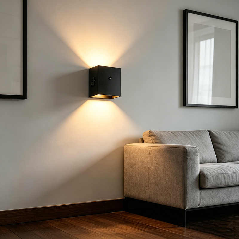Sleek Square Aluminum Rechargeable Wall Lamp, Multi-Design LED Sconce - Image 3