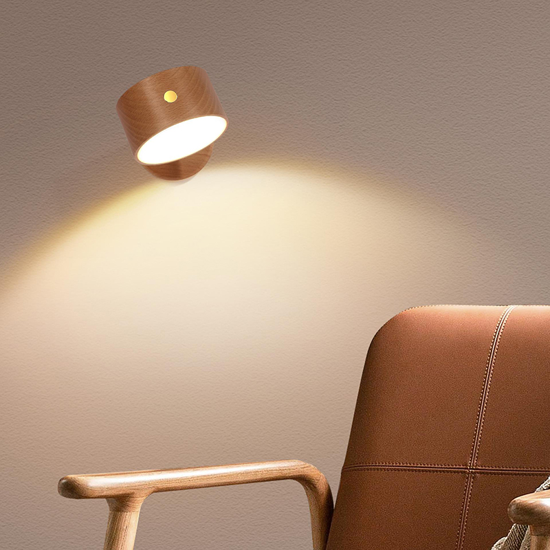 Nordic Wood & Plastic Rechargeable Wall Lamp, Dual-Tone LED Sconce