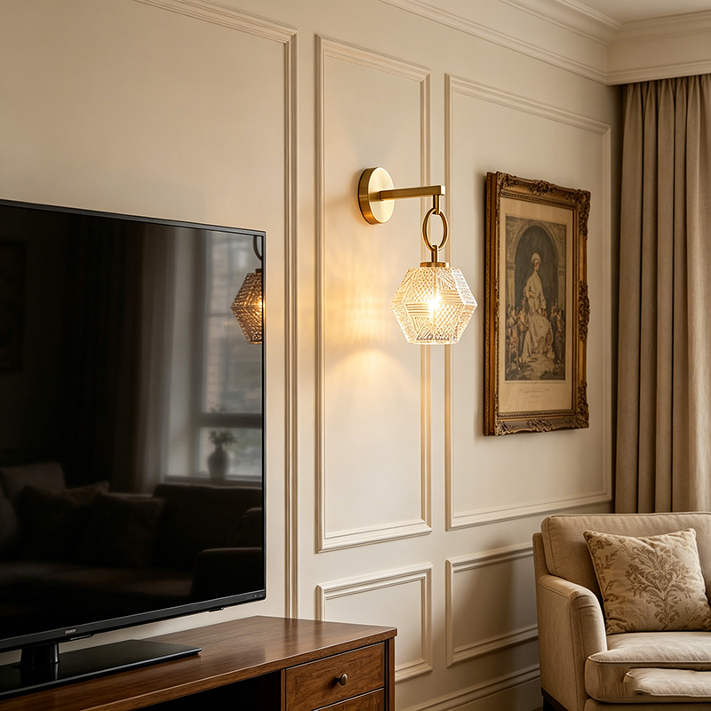 Modern Vintage Brass & Textured Glass Wall Sconce Collection (2 Unique Designs) - Image 7