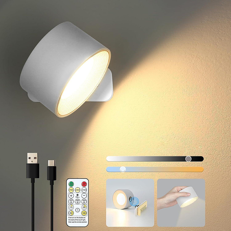 Adjustable ABS+PC Rechargeable Wall Lamp, 2-Color Modern LED Sconce - Image 6