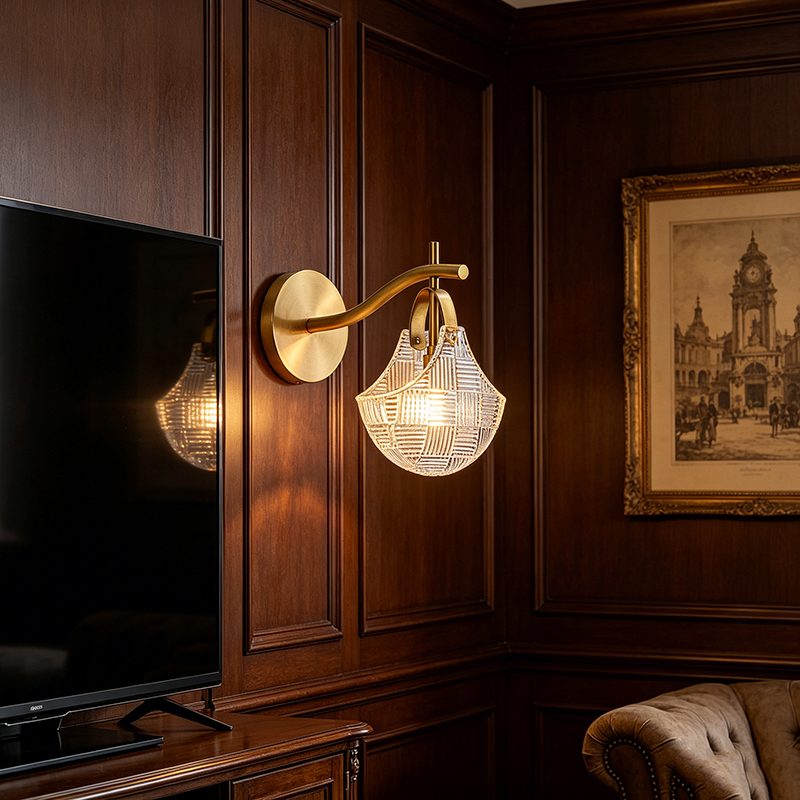 Modern Vintage Brass & Textured Glass Wall Sconce Collection (2 Unique Designs) - Image 2