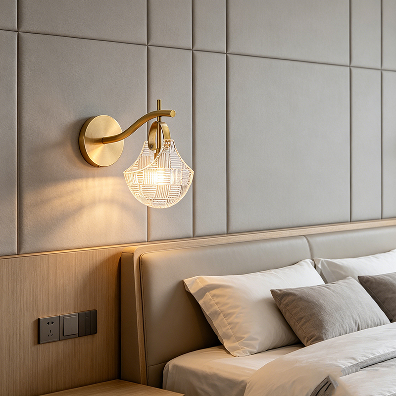 Modern Vintage Brass & Textured Glass Wall Sconce Collection (2 Unique Designs)