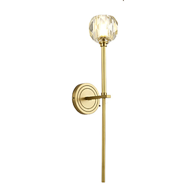Modern Luxury Antique Brass Wall Sconce With Faceted Crystal Shade (3 Size Options) - Image 10