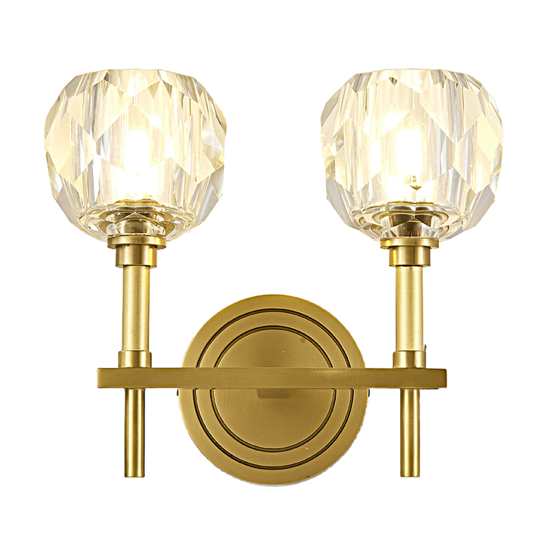 Modern Luxury Antique Brass Wall Sconce With Faceted Crystal Shade (3 Size Options) - Image 7