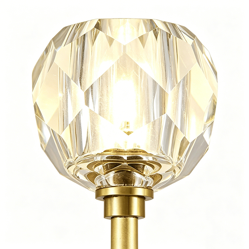Modern Luxury Antique Brass Wall Sconce With Faceted Crystal Shade (3 Size Options) - Image 6