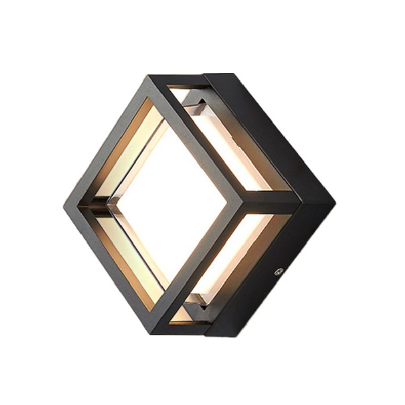 Geometric Diamond Aluminum Outdoor Wall Sconce, 2 Sizes LED Light - Image 3