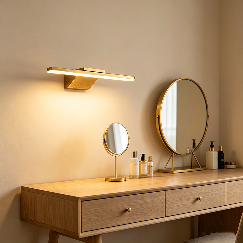 Brass & Acrylic Linear Led Vanity Wall Light Set