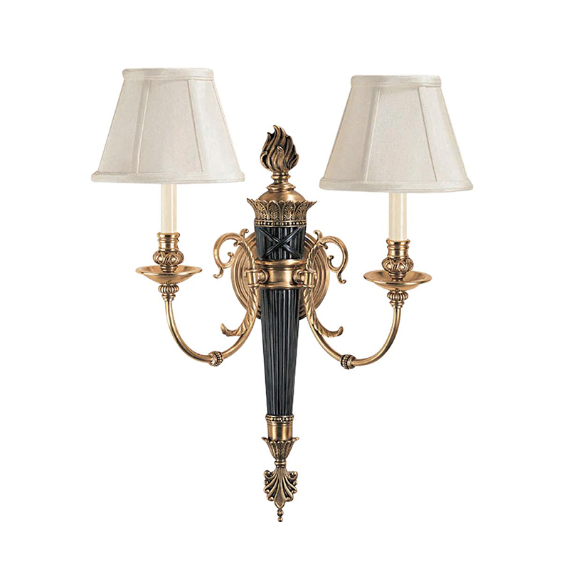 American Classic Dual-Arm Brass And Resin Wall Lamp With Pleated Fabric Shades - Image 3