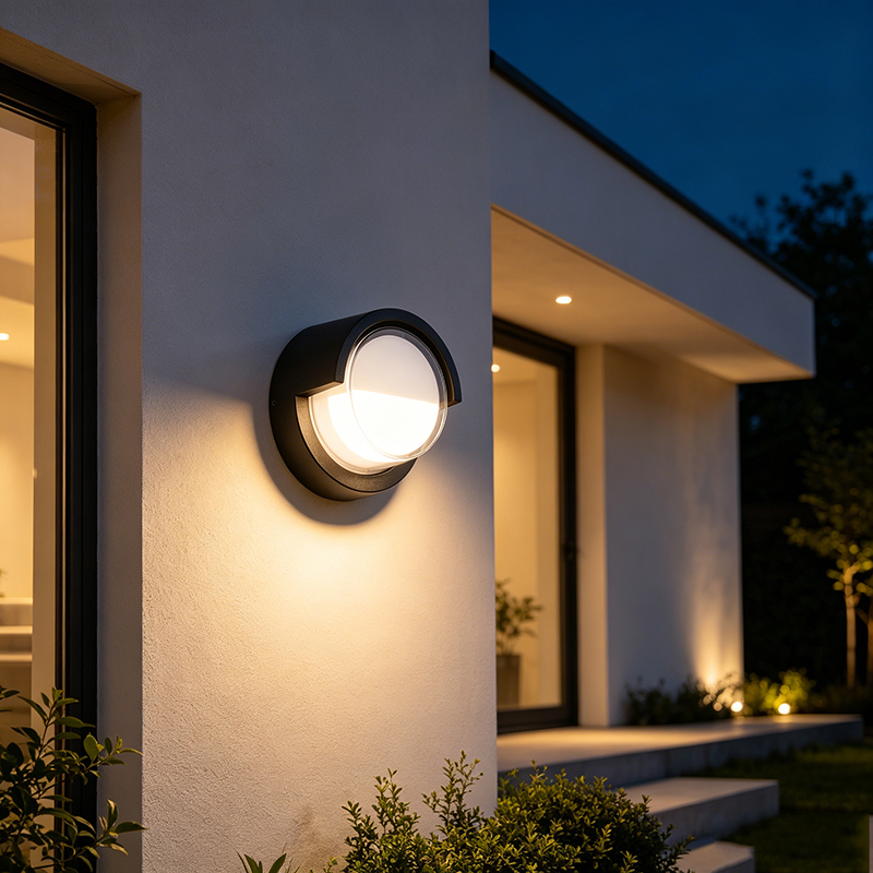 Curved Aluminum Outdoor Wall Sconce, 3 Sizes LED Light With PC Shade