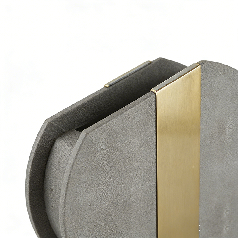 Geometric Metal & Faux Leather Round Vase Assortment - Image 5