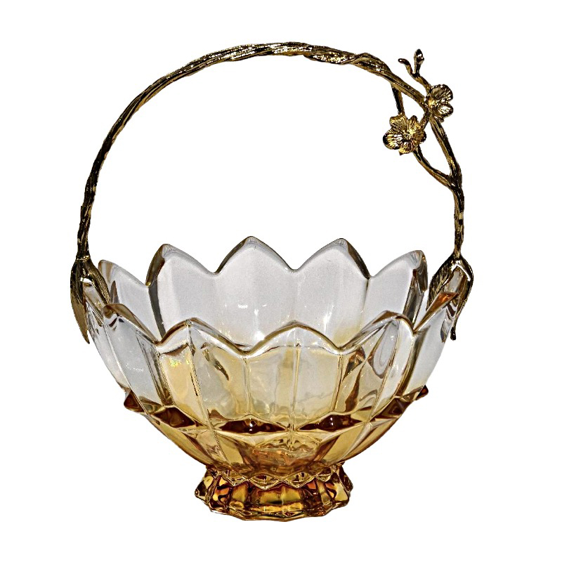 Botanical Handle Glass & Zinc Alloy Basket Platter Set (3-Piece Assorted Design) - Image 9