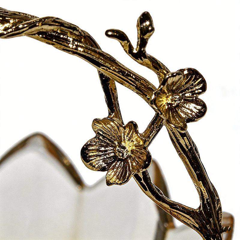 Botanical Handle Glass & Zinc Alloy Basket Platter Set (3-Piece Assorted Design) - Image 8