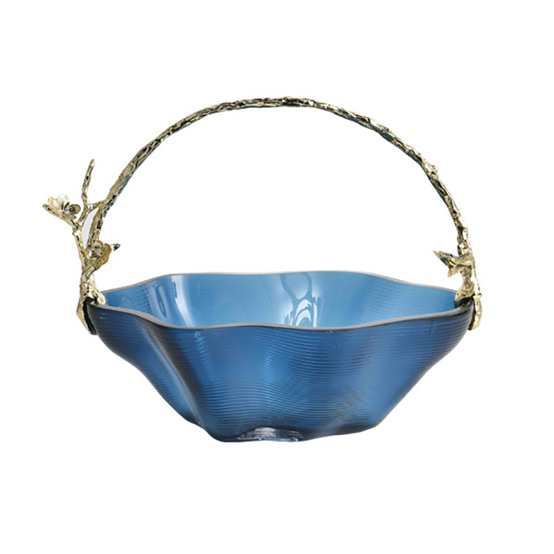 Botanical Handle Glass & Zinc Alloy Basket Platter Set (3-Piece Assorted Design) - Image 3