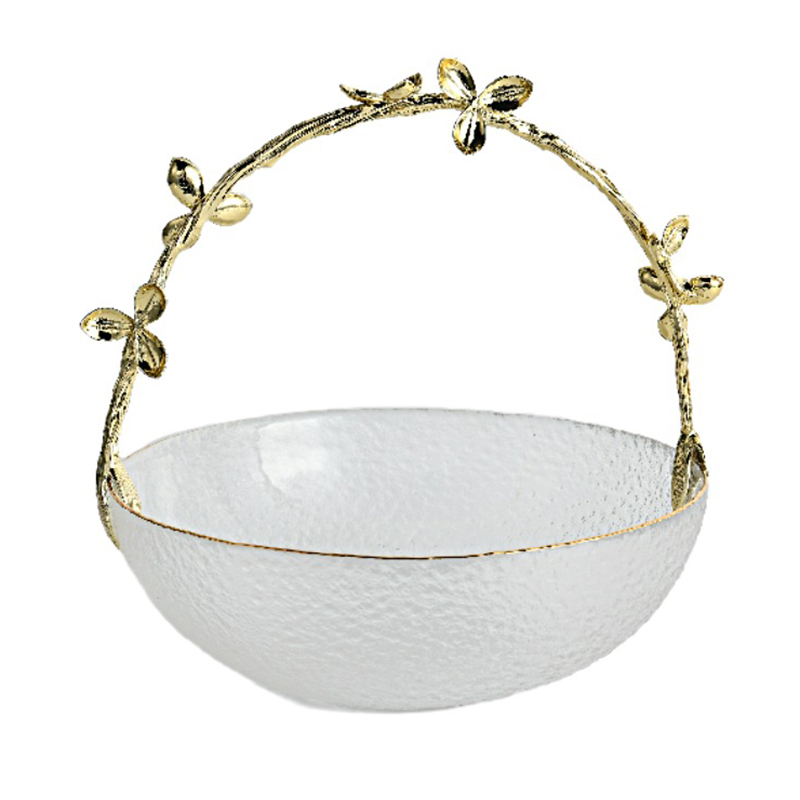 Botanical Handle Glass & Zinc Alloy Basket Platter Set (3-Piece Assorted Design) - Image 6