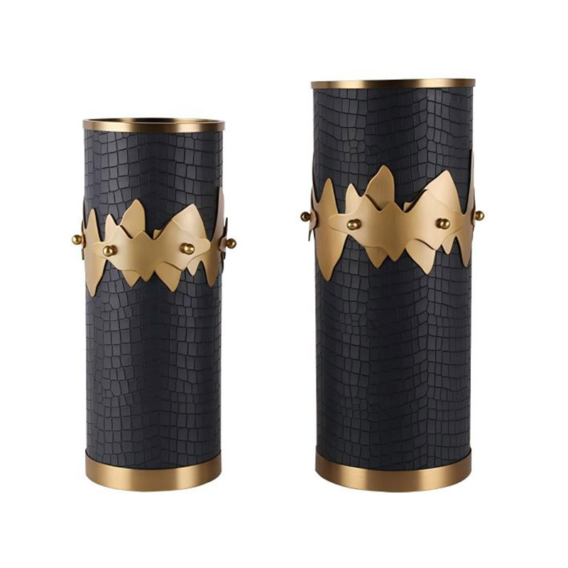 Layered Metal & Faux Leather Vase Assortment (5 Designs, 2 Sizes Each) - Image 4