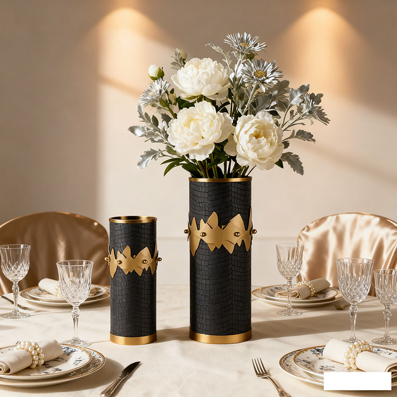 Layered Metal & Faux Leather Vase Assortment (5 Designs, 2 Sizes Each) - Image 3