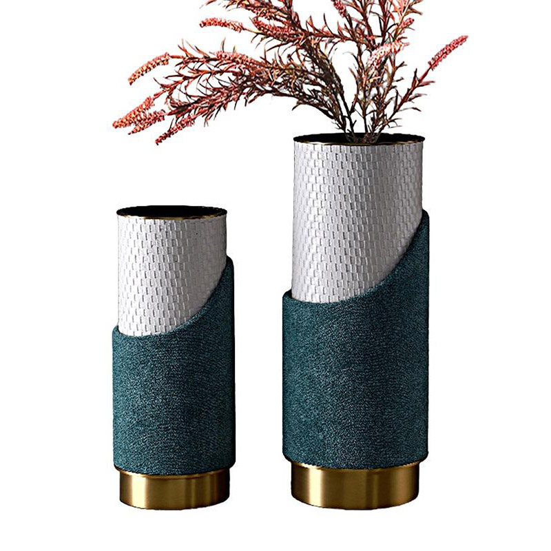 Layered Metal & Faux Leather Vase Assortment (5 Designs, 2 Sizes Each) - Image 2