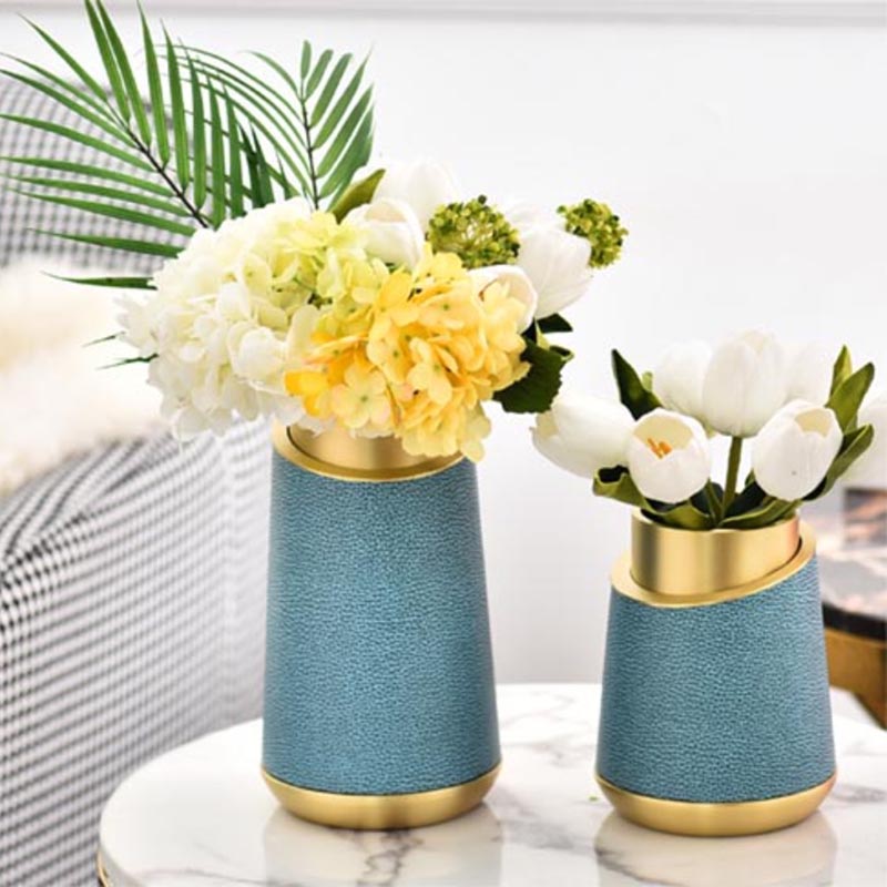 Layered Metal & Faux Leather Vase Assortment (5 Designs, 2 Sizes Each) - Image 5