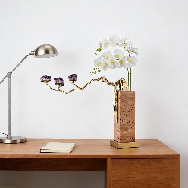 Organic Metal & Marble Vase - Image 3