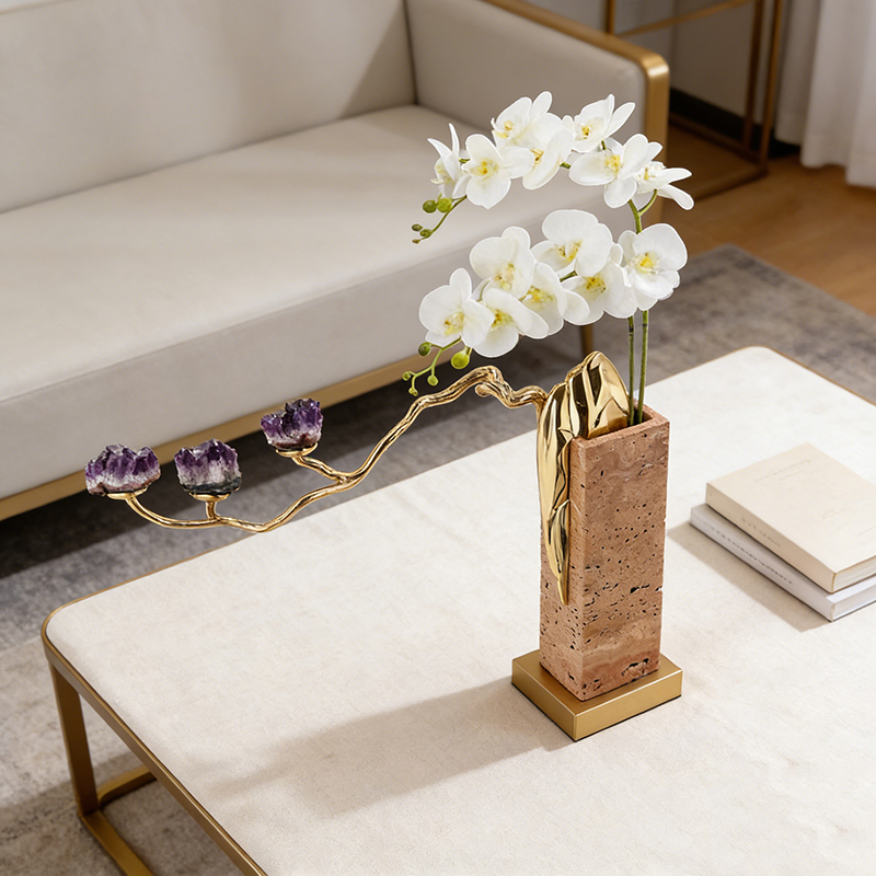 Organic Metal & Marble Vase - Image 2