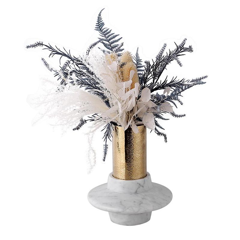 Marble & Hammered Stainless Steel Vase - Image 3