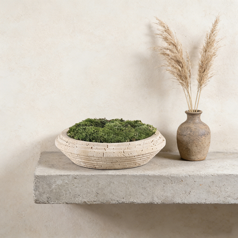 Beige Marble Round shape Flower Pots Set (2 Sizes) - Image 4