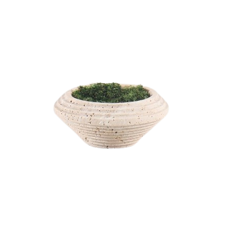 Beige Marble Round shape Flower Pots Set (2 Sizes) - Image 3
