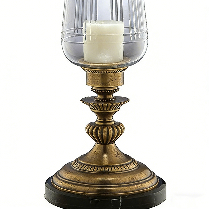 Classic Brass Glass Marble Candle Holder Collection (Four Styles) - Image 2