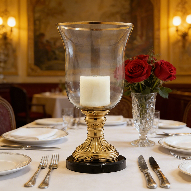 Classic Brass Glass Marble Candle Holder Collection (Four Styles) - Image 5