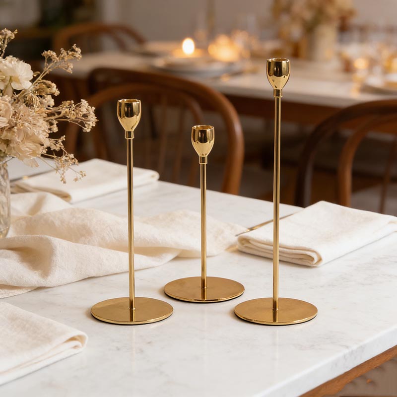 Elegant Metal Taper Candle Holders (2 Styles, 2 Colors Available)