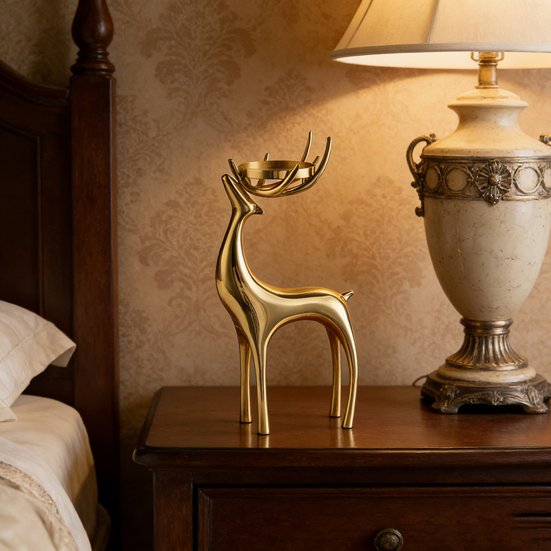 Elegant Brass Deer Candle Holder Set - Image 4