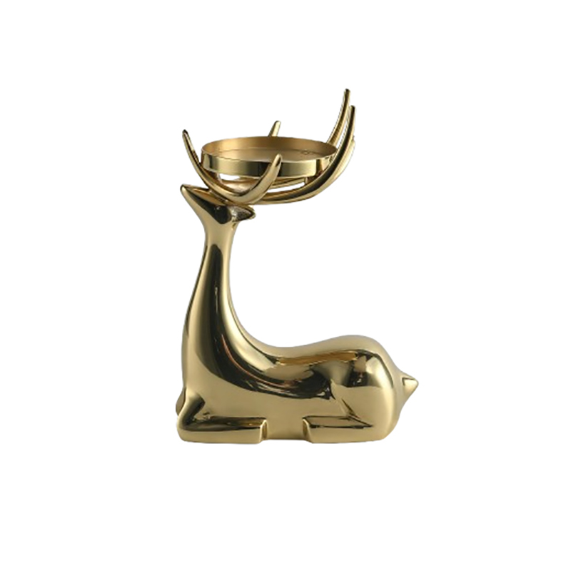 Elegant Brass Deer Candle Holder Set - Image 3