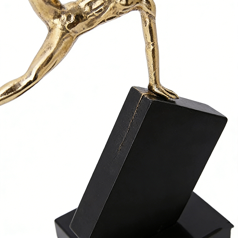 Dynamic Gold Brass & Black Marble-Aluminum Human Figurine Desktop Ornament Set (2 Sizes) - Image 5
