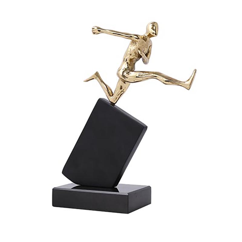 Dynamic Gold Brass & Black Marble-Aluminum Human Figurine Desktop Ornament Set (2 Sizes) - Image 3
