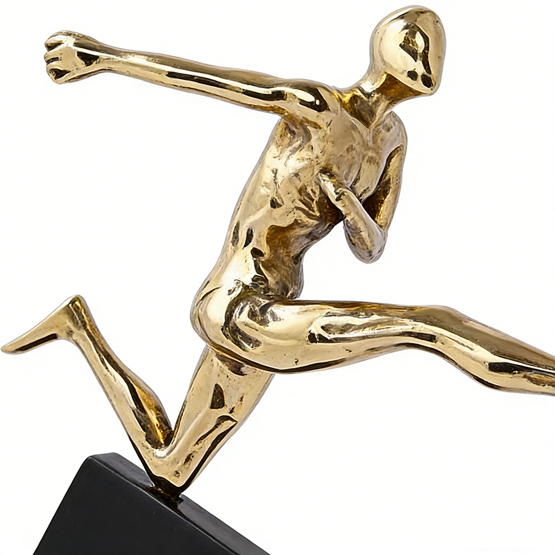 Dynamic Gold Brass & Black Marble-Aluminum Human Figurine Desktop Ornament Set (2 Sizes) - Image 2