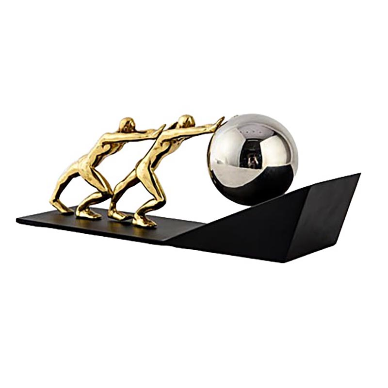 Modern Minimalist Golden & Silver Iron-Brass Collaborative Humanoid Sphere Desktop Ornament - Image 5